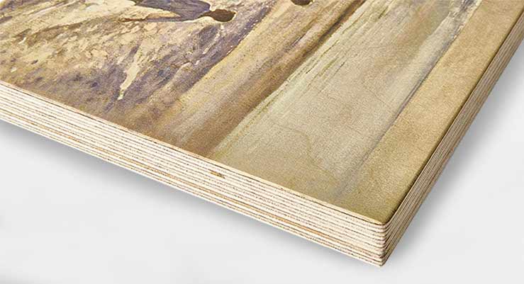 Impresión artística sobre madera natural