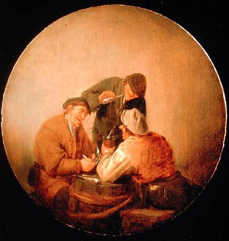 Three Peasants Drinking and Smoking in an Interior de Adriaen van Ostade