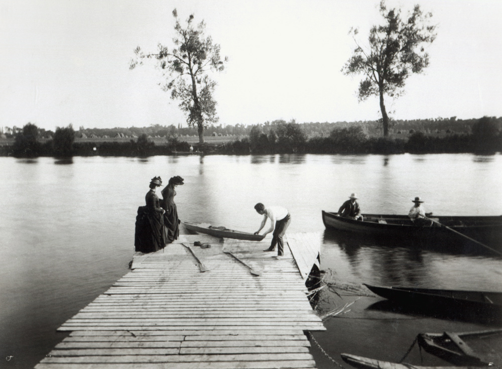 Escena de remo en Île-de-France, hacia 1880 - Fotógrafo francés