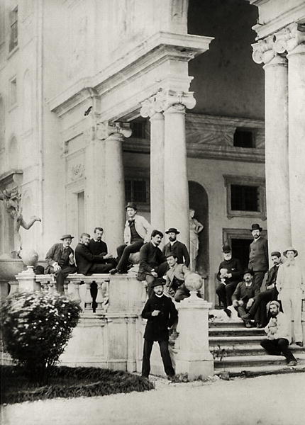 Residents of Villa Medici in Rome, photo sent and dedicated by Claude Debussy (1862-1918) to his par de French Photographer