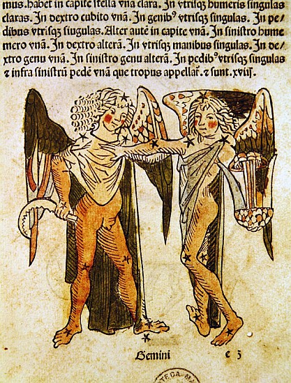 Gemini (the Twins) an illustration from the ''Poeticon Astronomicon'' C.J. Hyginus, Venice de Italian School