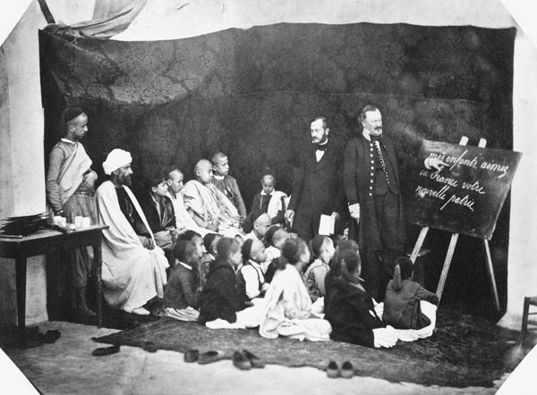 French school in Algeria, c.1860 (b/w photo)  de Moulins (19th century)