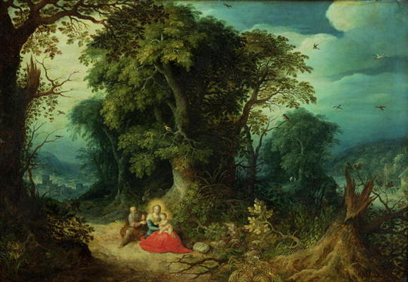 The Rest on the Flight into Egypt (oil on panel) de Abraham Govaerts