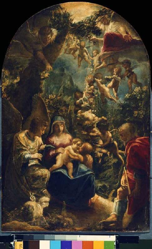 The St. family with angels and the little Johannes de Adam Elsheimer