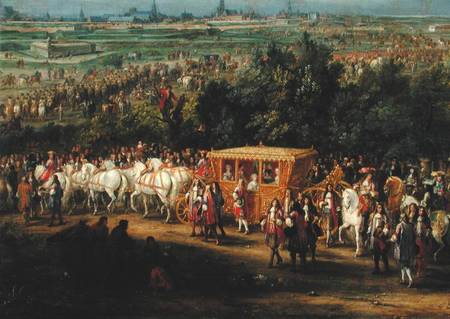 The Entry of Louis XIV (1638-1715) and Marie-Therese (1638-83) of Austria in to Arras, 30th July 166 de Adam Frans van der Meulen