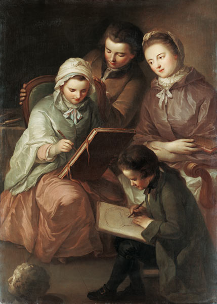 Gruppenbild der vier Kinder des Malers de Adam Friedrich Oeser