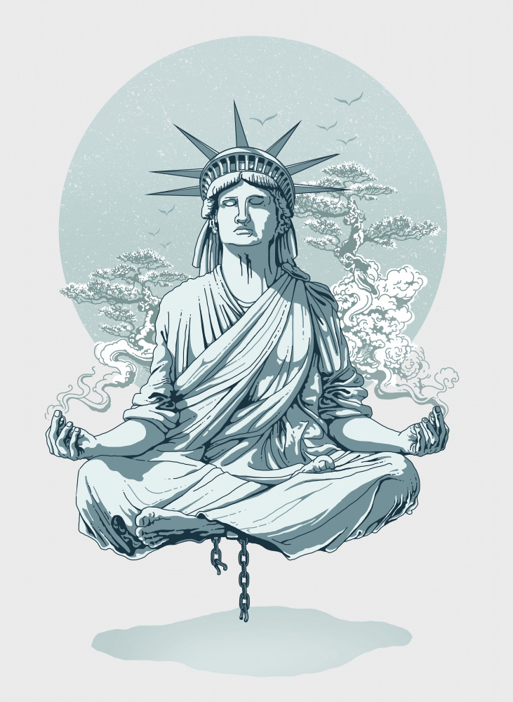 statue liberty meditating de Adam Lawless