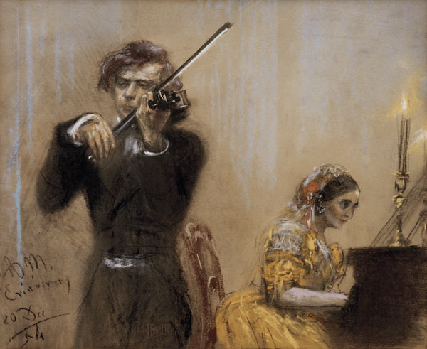 Clara Schumann et Joseph Joachim en concert de Adolph Friedrich von Menzel