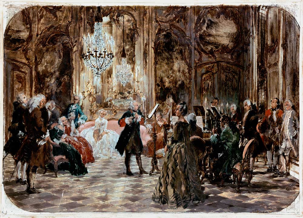 Flötenkonzert Friedrich des Großen (Studie) de Adolph Friedrich von Menzel