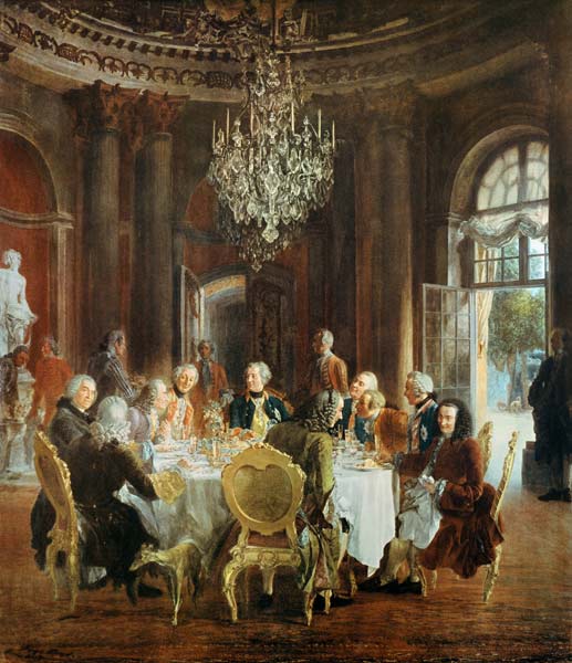 La mesa redonda del Rey Friedrich II en Sanssouci de Adolph Friedrich von Menzel