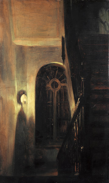 Treppenflur bei Nachtbeleuchtung de Adolph Friedrich von Menzel