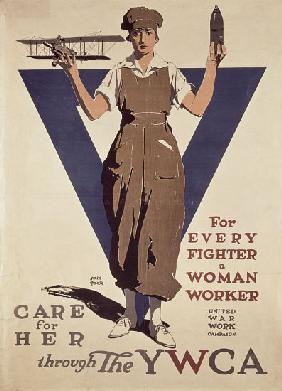 For Every Fighter a Woman Worker, 1st World War YWCA propaganda poster