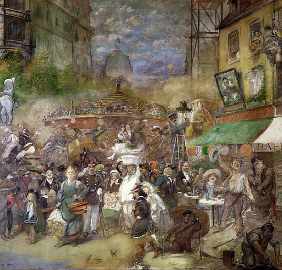 Decorative panel depicting Paris, Salon de la Commission du Personnel de Adolphe Leon Willette