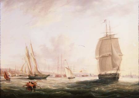 Shipping Off Tilbury Fort, Gravesend de Adolphus Knell