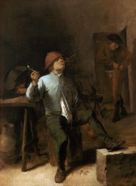 Farmer smoking pipe