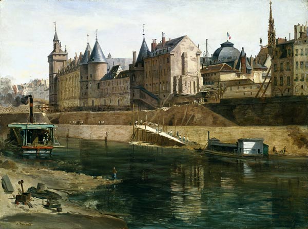 The Palais de Justice, the Conciergerie and the Tour de l'Horloge de Adrien Dauzats