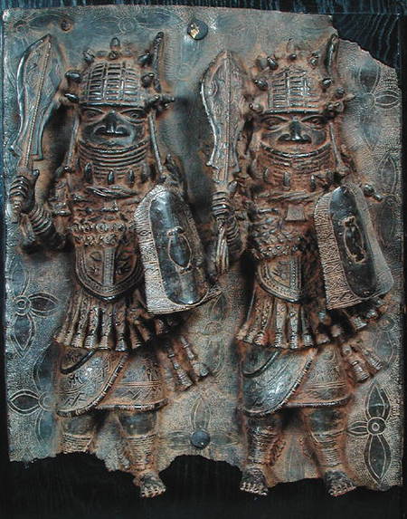 Benin plaque with two warriors, Nigeria de African