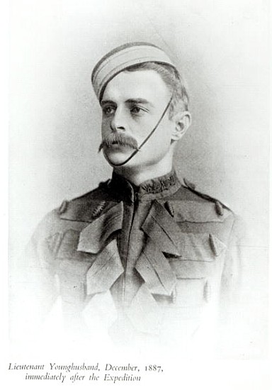 Photograph of Sir Francis Younghusband (1863-1942) in 1887 from ''The Heart of a Continent'', publis de (after) English School