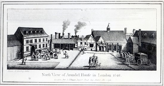North View of Arundel House in London etched by Wenceslaus Hollar in 1646 and published in 1792 de (after) Adam Alexius Bierling