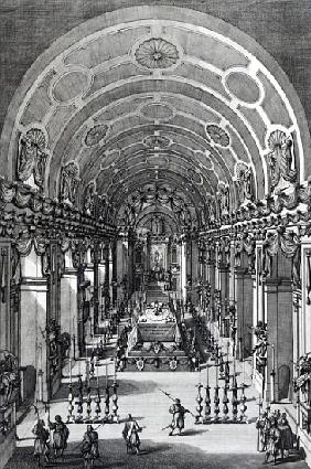 The Lying in State of Alexander Sobieski in the Capuchin Church, Rome, etched Francesco Faraone Aqui