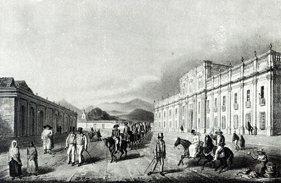 The Mint of Santiago, from ''Travels into Chile over the Andes in the years 1820 and 1821 '' (litho) de (after) George Snr Scharf