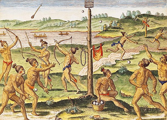 Indians Training for War, from ''Brevis Narratio...''; engraved by Theodore de Bry (1528-98) 1591 de (after) Jacques (de Morgues) Le Moyne