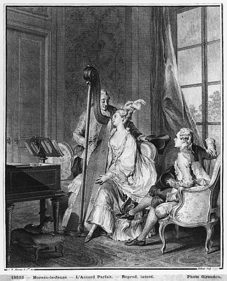 The perfect chord; engraved by Isidore Stanislas Helman (1749-1809) 1777 de (after) Jean Michel the Younger Moreau