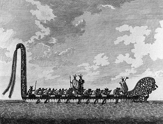 A War Canoe of New Zealand, c.April 1770, from ''A Collection of Drawings made in the Countries visi de (after) Sydney Parkinson