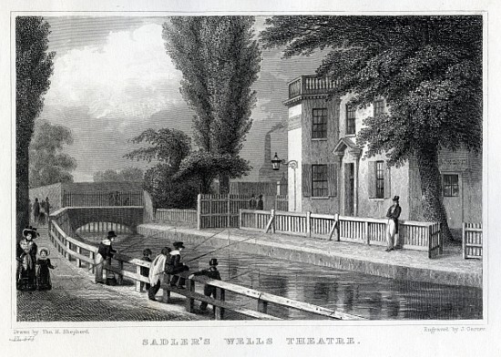 Sadler''s Wells Theatre; engraved by J. Garner de (after) Thomas Hosmer Shepherd