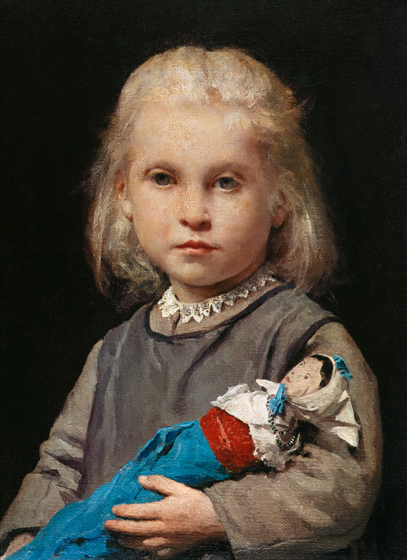 Girl with doll de Albert Anker