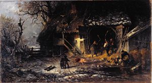 Winter work on the farm (thresh on the threshing f de Albert Kappis