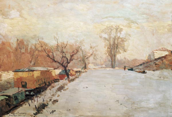 Road by the Seine at Neuilly in Winter de Albert Lebourg