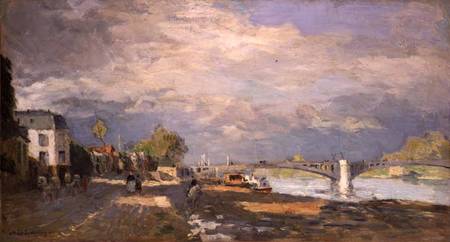 Walkers on the River Bank de Albert Lebourg