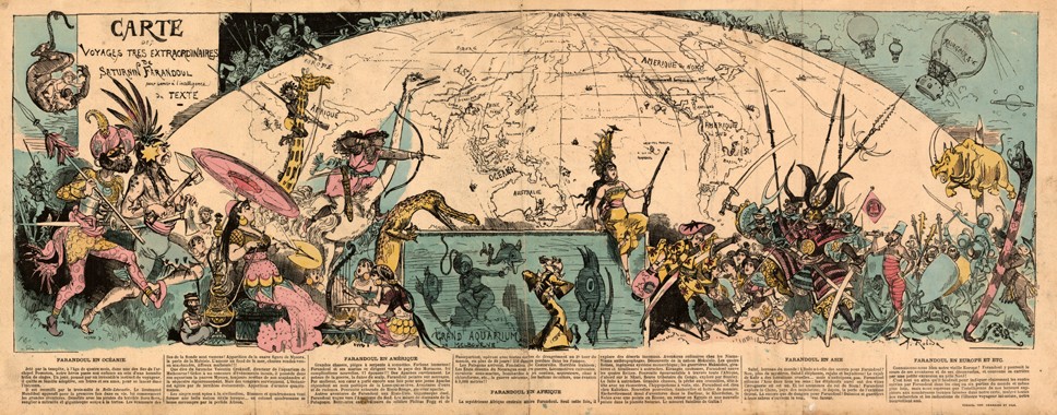 Carte des voyages très extraordinaires de Saturnin Farandoul de Albert Robida