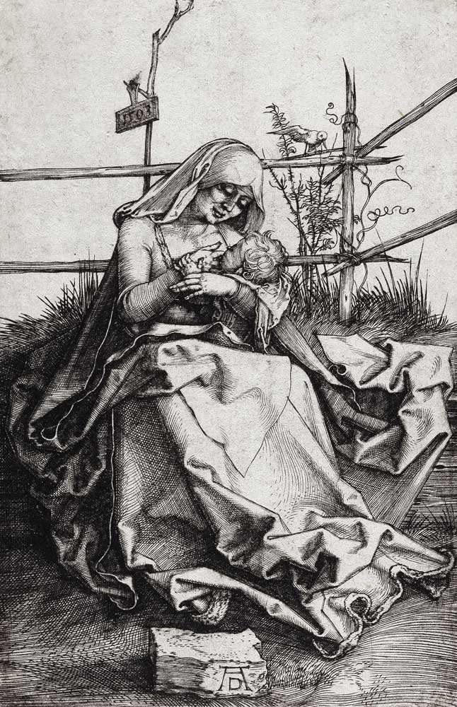 Maria auf der Rasenbank, das Kind stillend de Alberto Durero