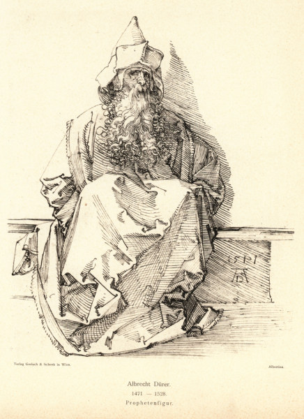 A.Dürer, Seated Bearded Man / Draw. de Alberto Durero