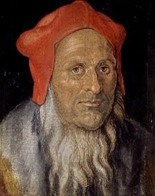 Portrait of a bearded man with a red bonnet de Alberto Durero