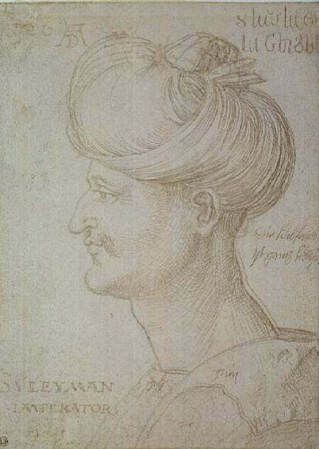 Head of Suleyman the Magnificent (1494-1566) de Alberto Durero