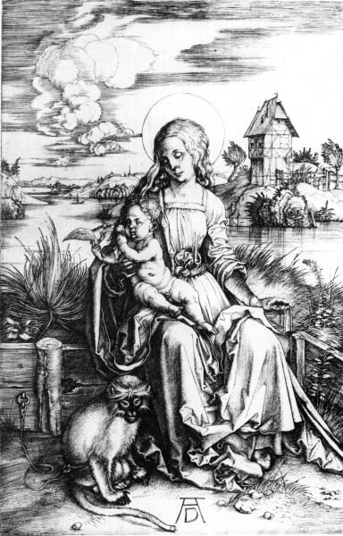 Mary with the guenon monkey / Dürer de Alberto Durero