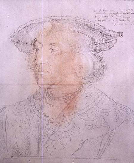 Maximilian I, Emperor of Germany (1459-1519), 1518-19 (pencil, w/c) de Alberto Durero
