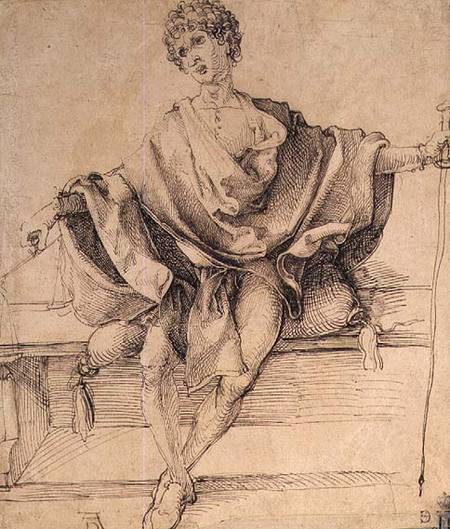 Seated Youth with Scales and a Cane de Alberto Durero