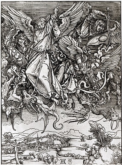 St. Michael and the Dragon, from a Latin edition, 1511 (xylograph) de Alberto Durero