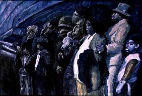 Spectators, 1987 (tempera on board) 