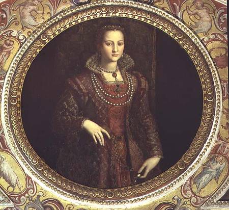 Portrait of Eleonora di Toledo, wife of Cosimo I de' Medici (1519-74) from the Studiolo di Francesco de Alessandro Allori