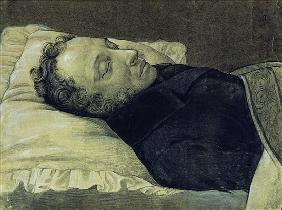 Portrait of Alexander Pushkin on his deathbed, 1837 (pencil, gouache and ink on paper)