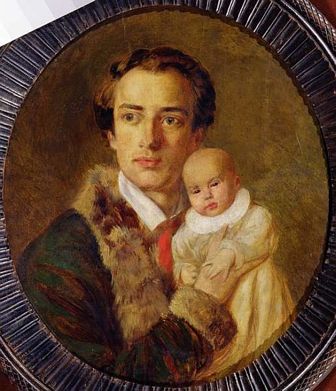 Portrait of Alexander Herzen with his son de Alexander Lavrentievich Vitberg