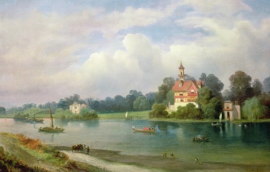 A View of Pope''s House and Radnor House at Twickenham de Alexandre le Bihan
