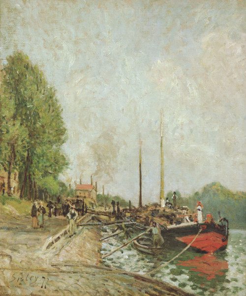 Sisley / Barque in Billancourt / 1877 de Alfred Sisley
