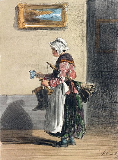 The Cleaning Lady, from ''Les Femmes de Paris'', 1841-42 de Alfred Andre Geniole