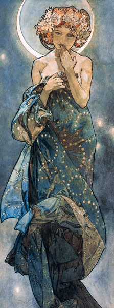 Serie de la Luna y Las Estrellas de Alphonse Mucha